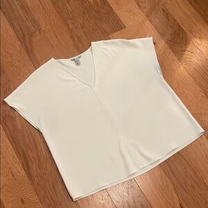 H&M Cream V-Neck Short Sleeve Blouse
